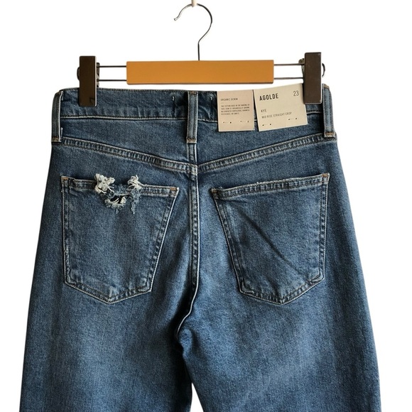 AGOLDE Kye Mid Rise Straight Crop Blue Jeans Size 23 Notion medium wash NWT NEW - Picture 9 of 16